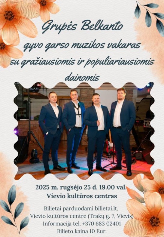 Grupės Belkanto gyvo garso muzikos vakaras