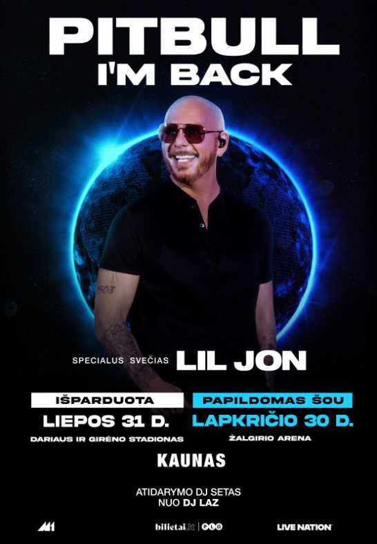 Pitbull - I'm Back! Papildomi bilietai